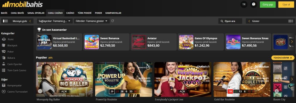 Mobil Bahis Siteleri Casino Oyunları